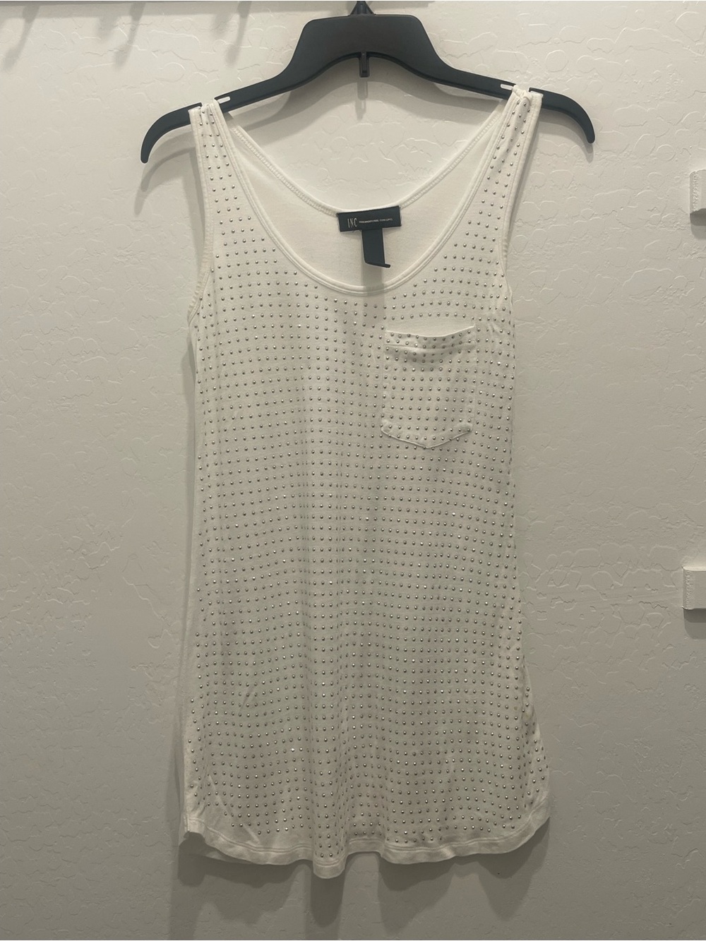 INC White Studded Tank Dress